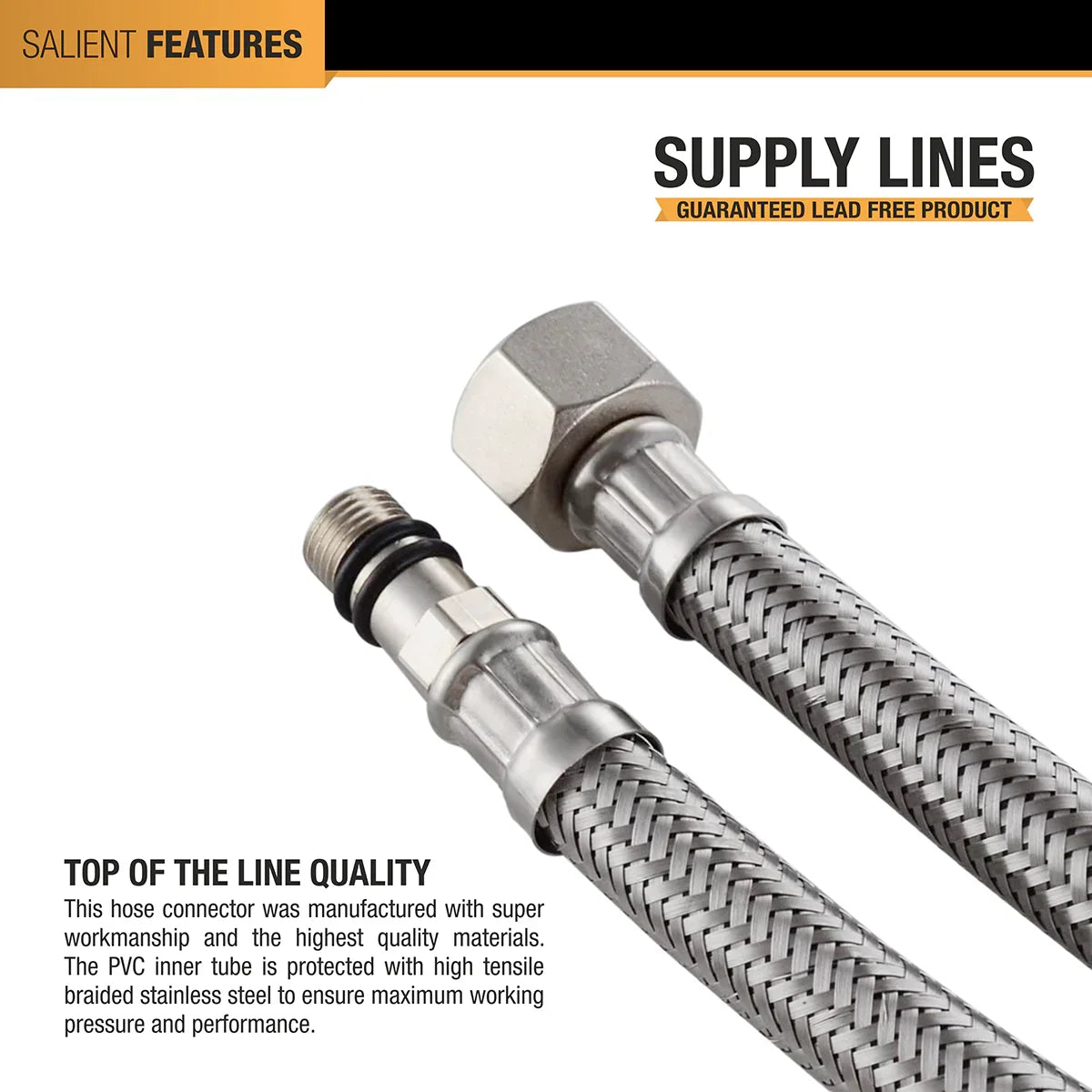 Faucet Connector Mixer Connection Pipe (24 Inches) (Pack of 2) lead free product