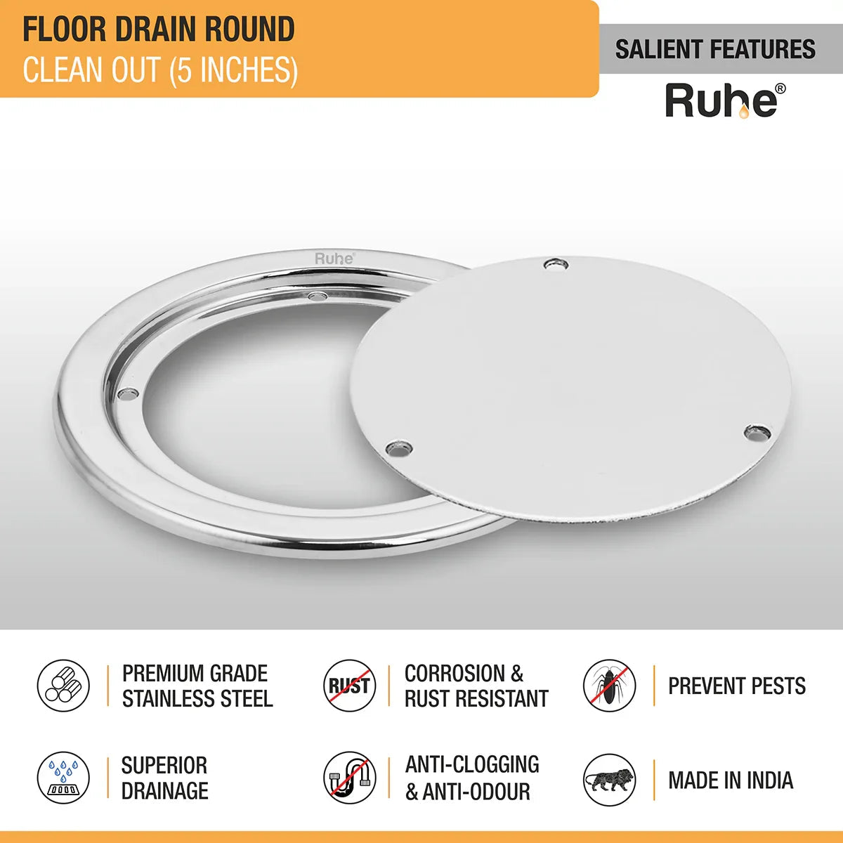 Round Clean Out Floor Drain (5 Inches)