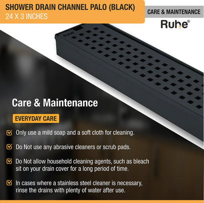 Palo Shower Drain Channel (24 x 3 Inches) Black PVD Coated care and maintenance