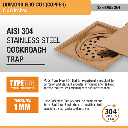 Diamond Square Flat Cut Floor Drain
