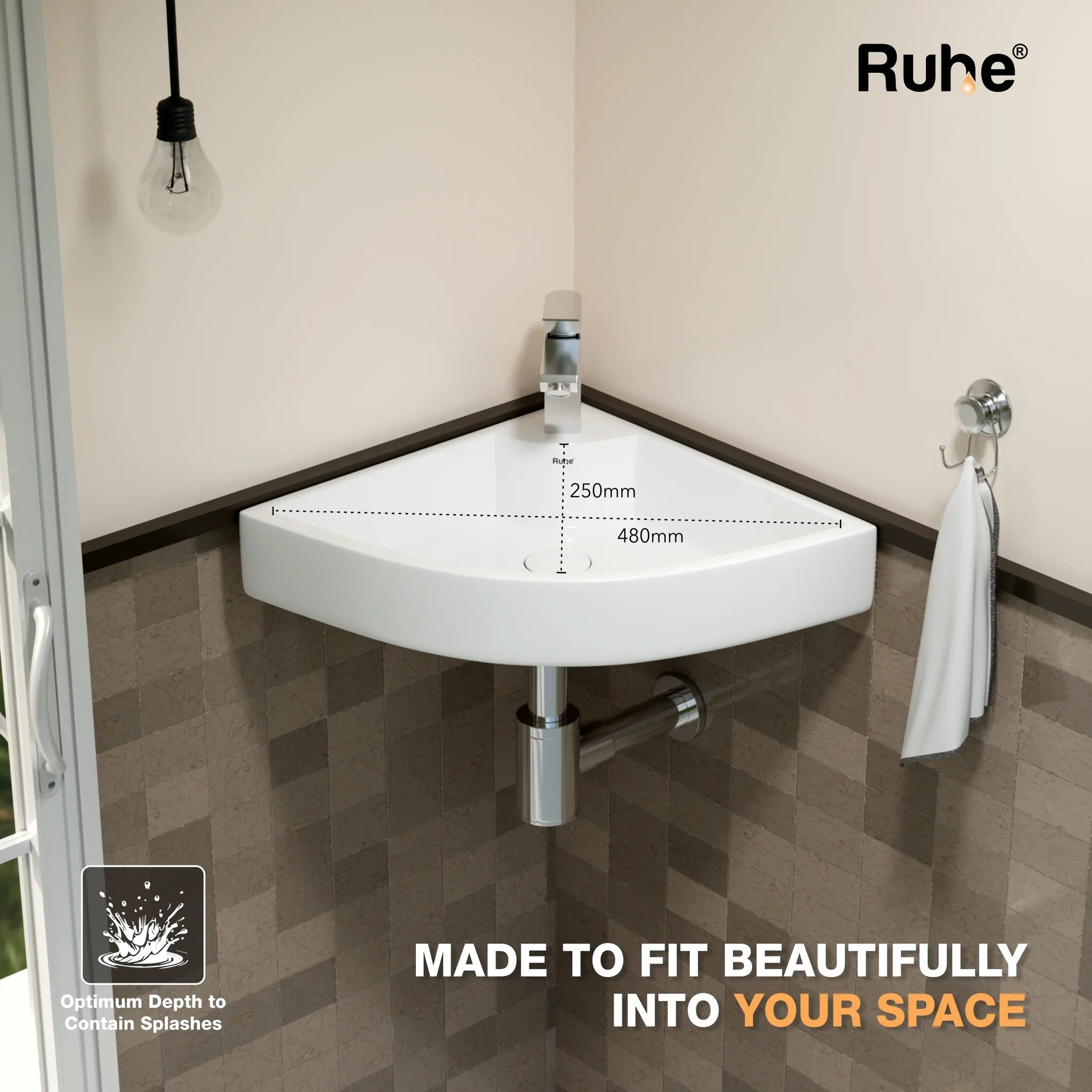 Ara Wall-hung Wash Basin (depth)