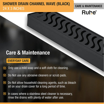 Wave Shower Drain Channel (24 x 3 Inches) Black PVD Coated care and maintenance