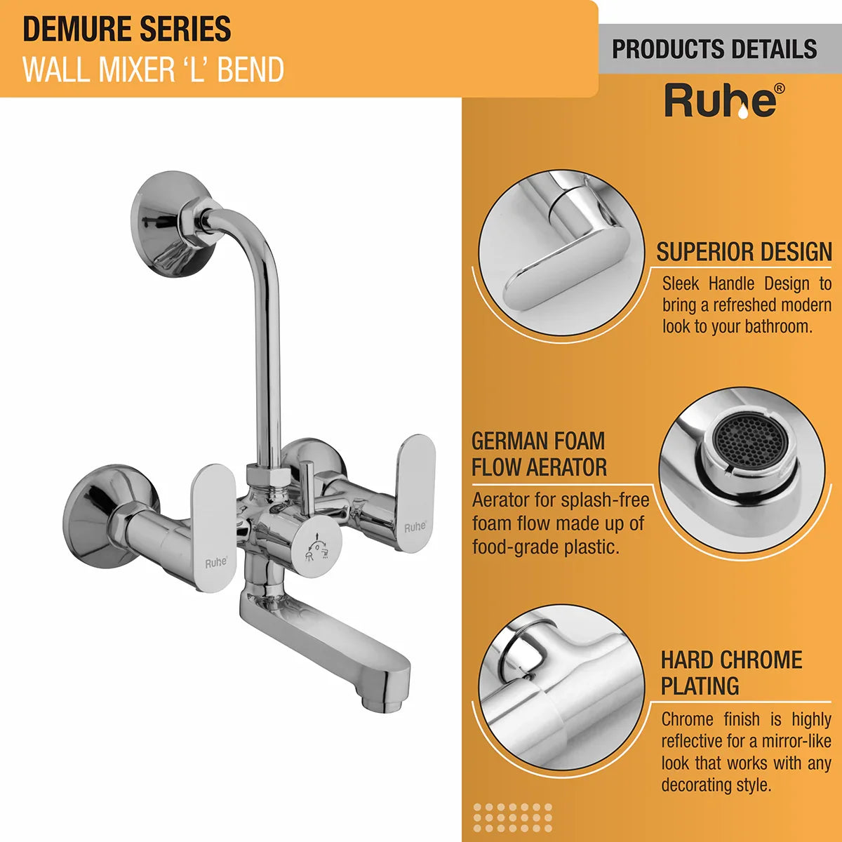 Demure Wall Mixer Tap with L Bend