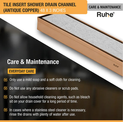 Tile-Insert Shower Drain Channel (3 Inches)