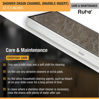 Marble-Insert Shower Drain Channel 5 inches