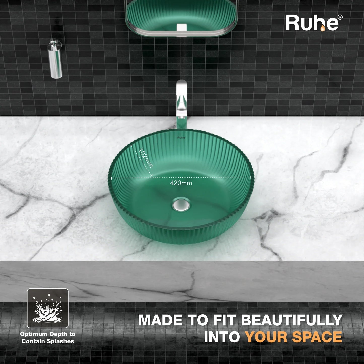 Jade Table-Top Wash Basin (depth)