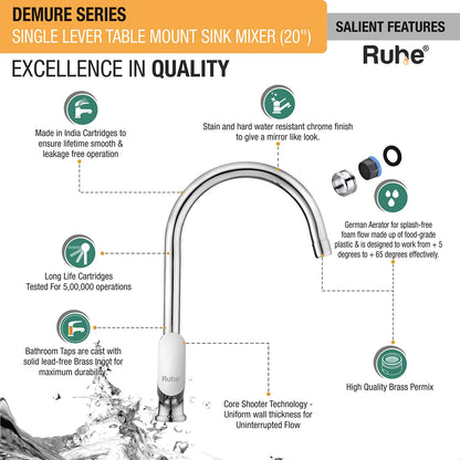Demure Single Lever Deck-mount Kitchen Sink Mixer Tap with Swivel Spout