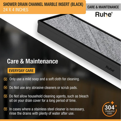Marble-Insert Shower Drain Channel (4 Inches)