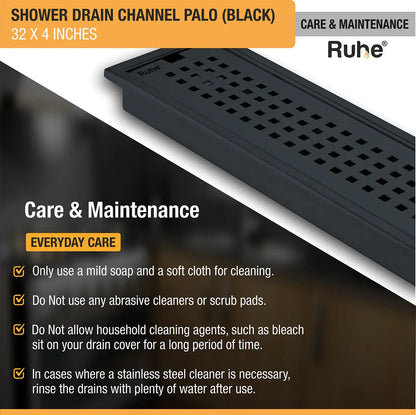 Palo Shower Drain Channel (32 x 4 Inches) Black PVD Coated care and maintenance