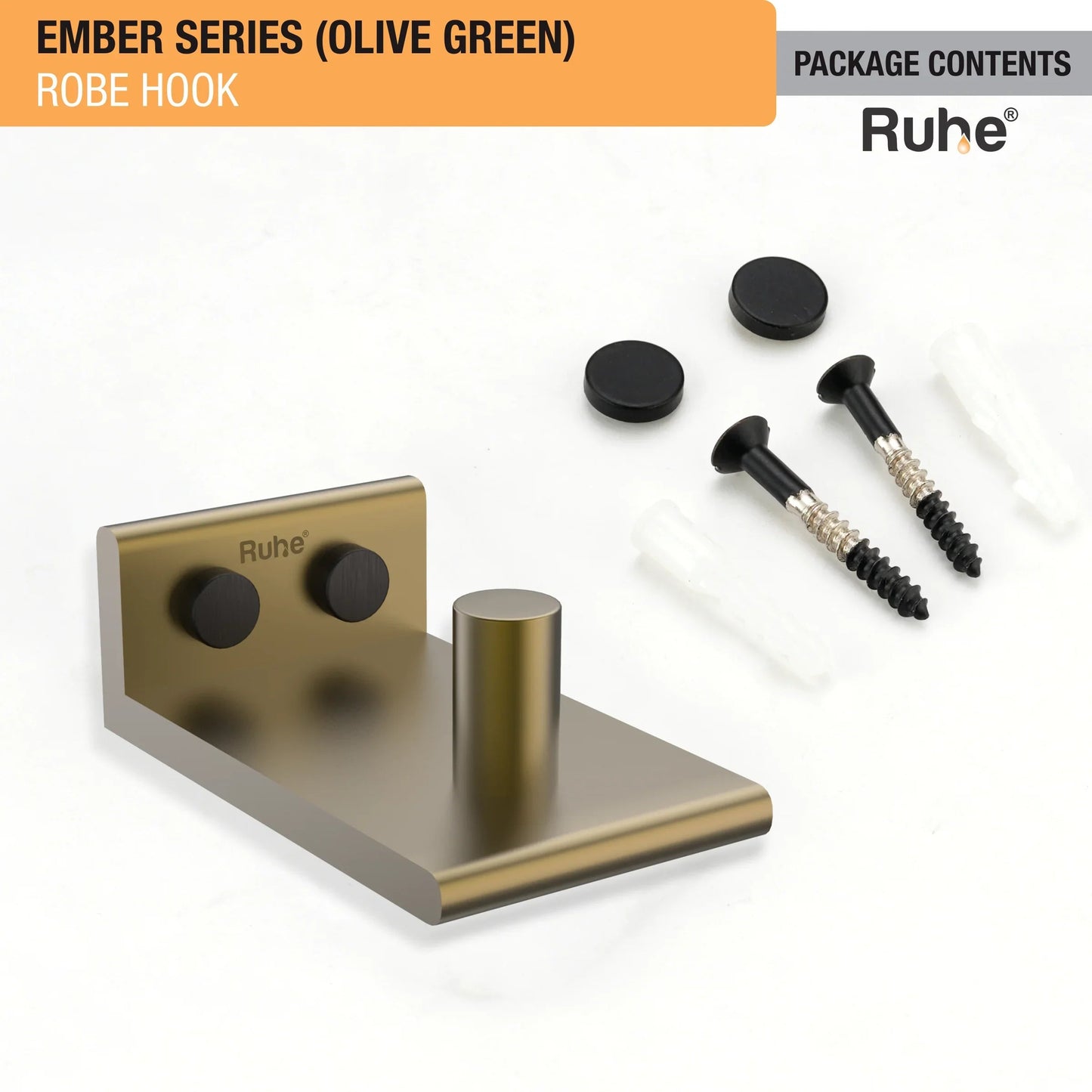Ember Olive Green Robe Hook (Space Aluminium) package content