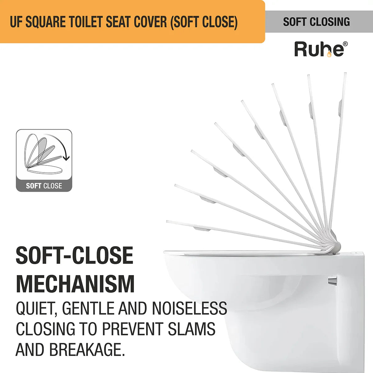 UF Square Toilet Seat Cover (Soft Close) - by Ruhe
