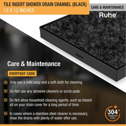 Tile-Insert Shower Drain Channel Coloured (12 x 12 Inches)