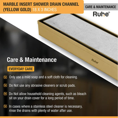 Marble-Insert Shower Drain Channel Yellow Gold (3 Inches)