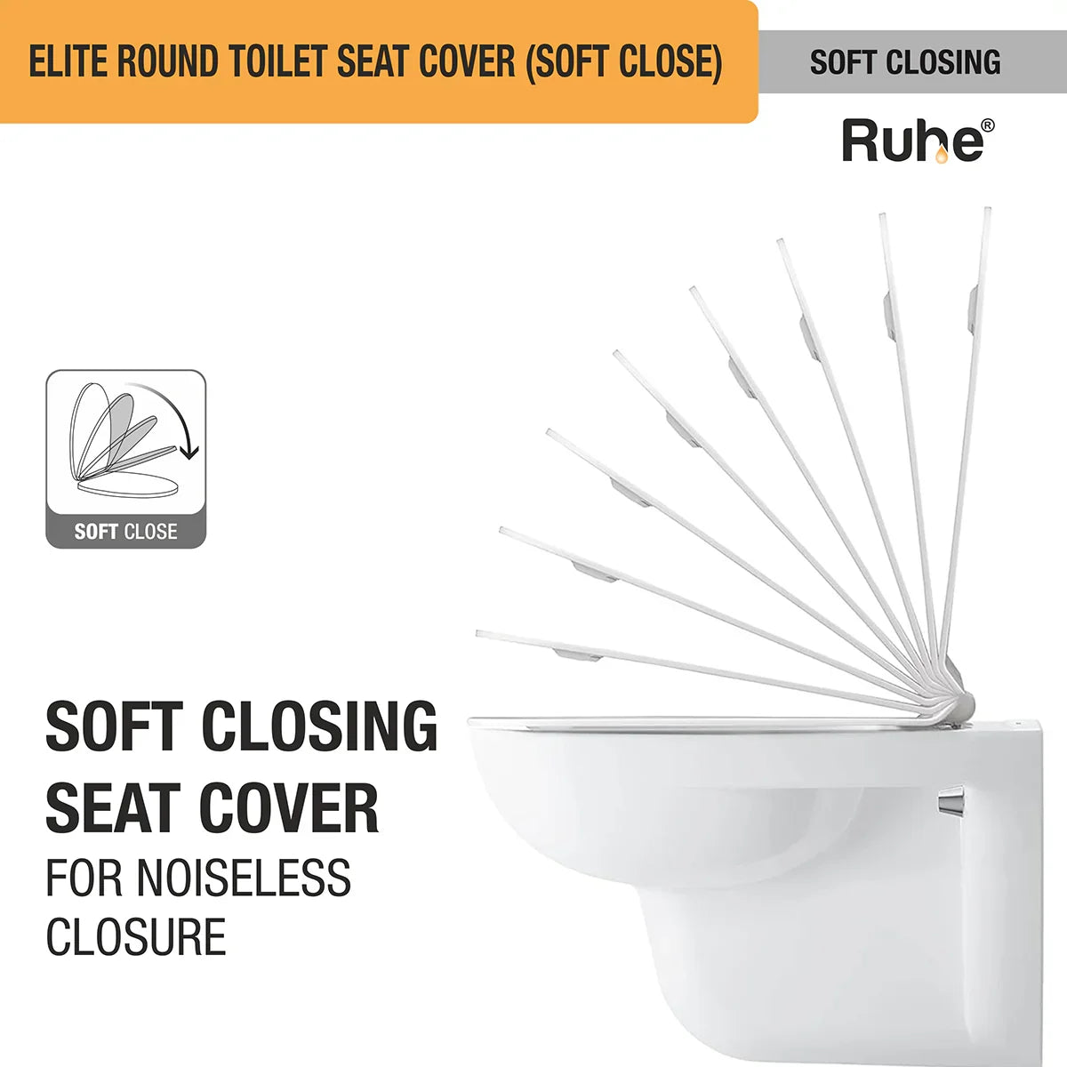 Elite Round Toilet Seat Cover (Soft Close) with noiseless closure