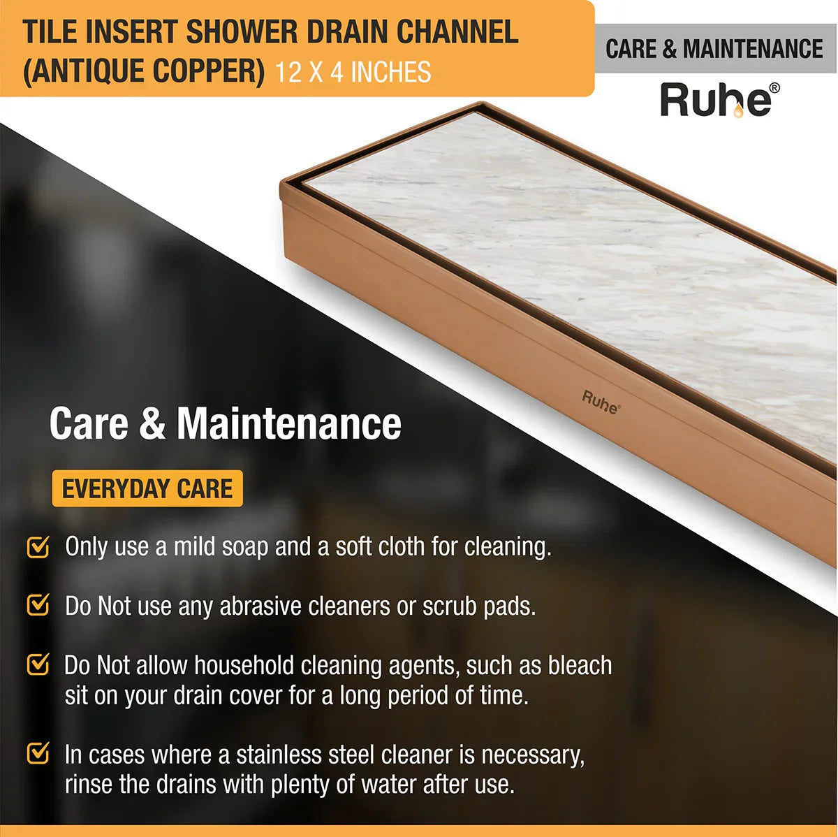 Vertical Shower Drain Channel (4 Inches)