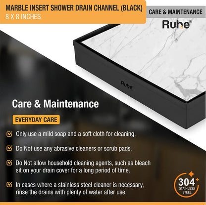 Marble-Insert Shower Drain Channel (8 x 8 Inches)