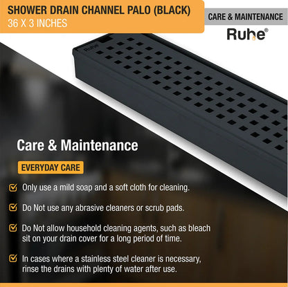 Palo Shower Drain Channel (36 x 3 Inches) Black PVD Coated care and maintenance