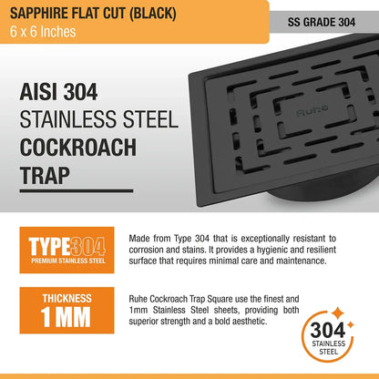 Sapphire Square Flat Cut Floor Drain