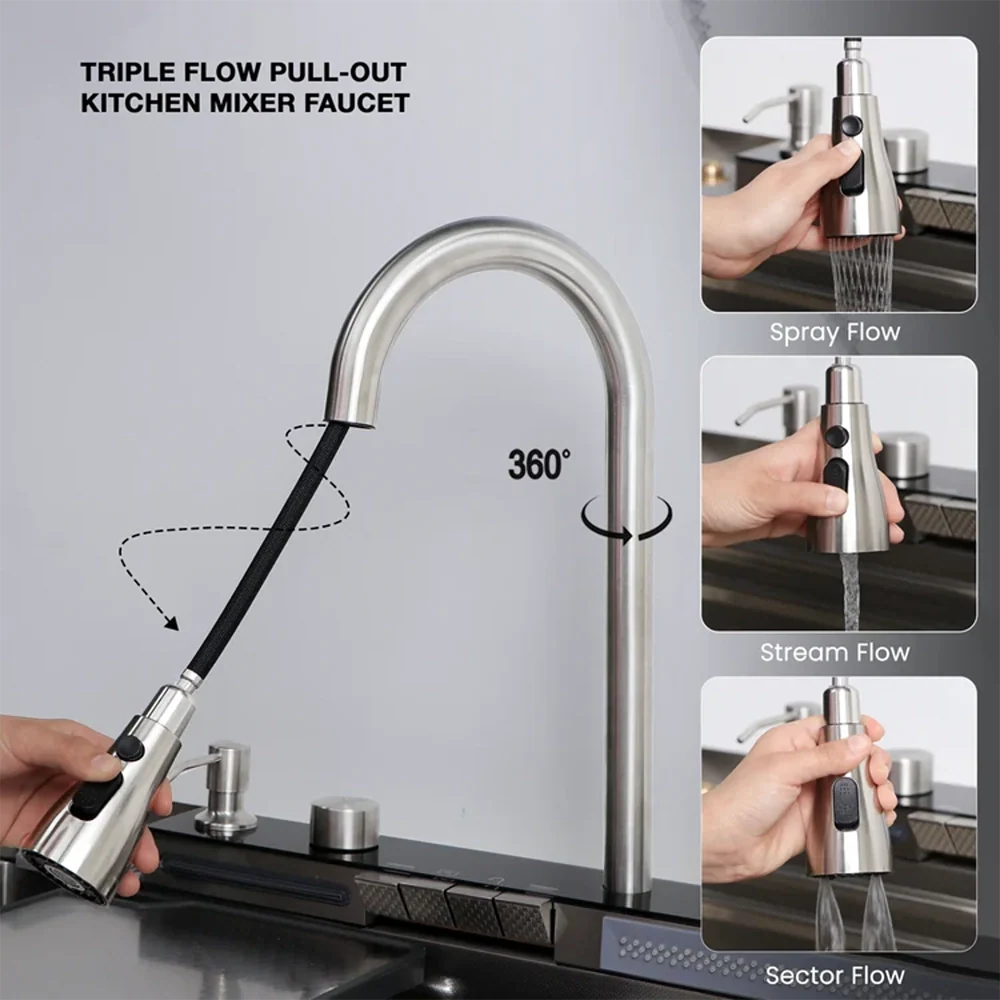 Piano Smart Kitchen Sink (30 x 18 x 9 Inches)