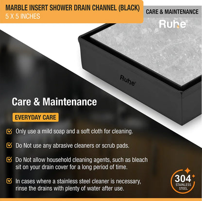 Marble-Insert Shower Drain Channel (5 x 5 Inches)