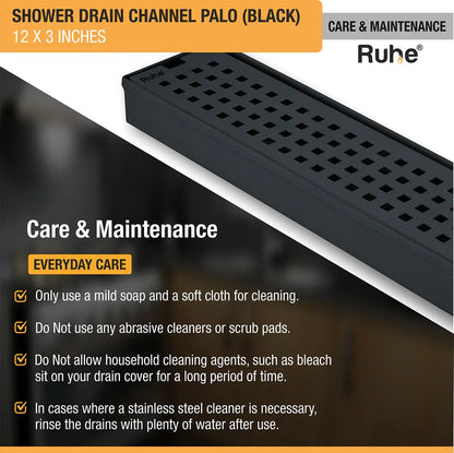 Palo Shower Drain Channel (12 x 3 Inches) Black PVD Coated care and maintenance
