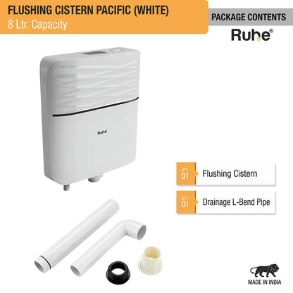 Pacific Flushing Cistern 8 Ltr (White) package content