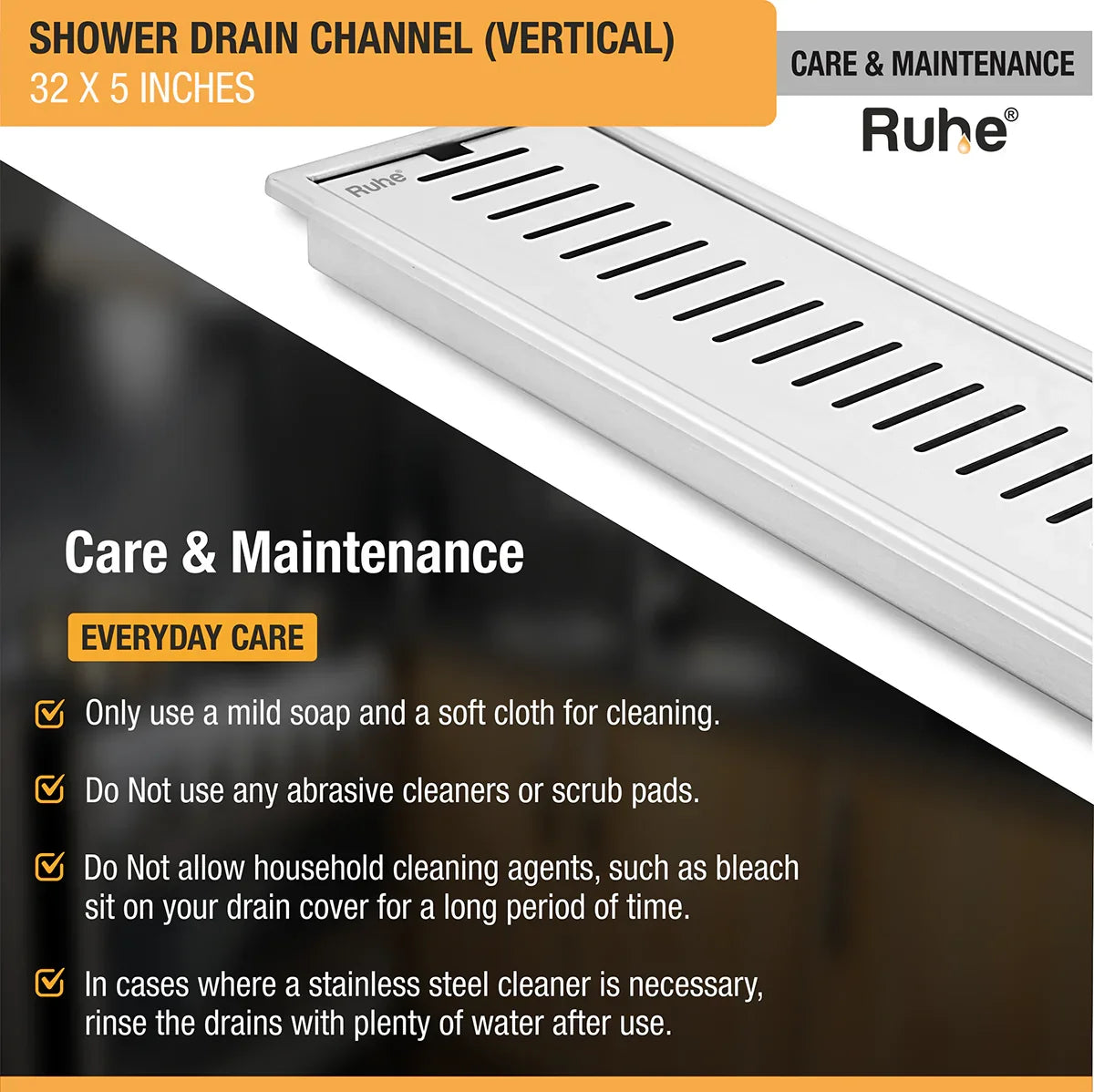 Vertical Shower Drain Channel (5 Inches)