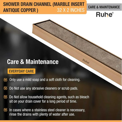 Marble-Insert Shower Drain Channel Coloured (2 Inches)