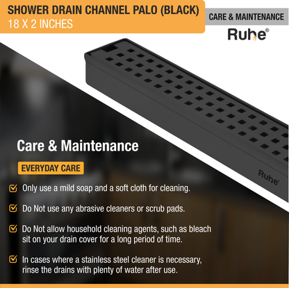 Palo Shower Drain Channel Black (2 Inches)