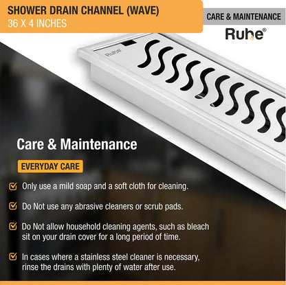 Wave Shower Drain Channel (4 Inches)