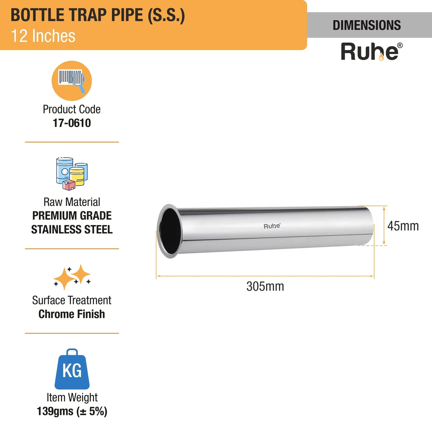 Bottle Trap Stainless Steel Pipe