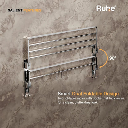 Dual Foldable Towel Rack (24 Inches)