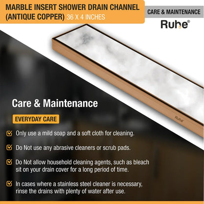 Marble-Insert Shower Drain Channel Coloured (4 Inches)