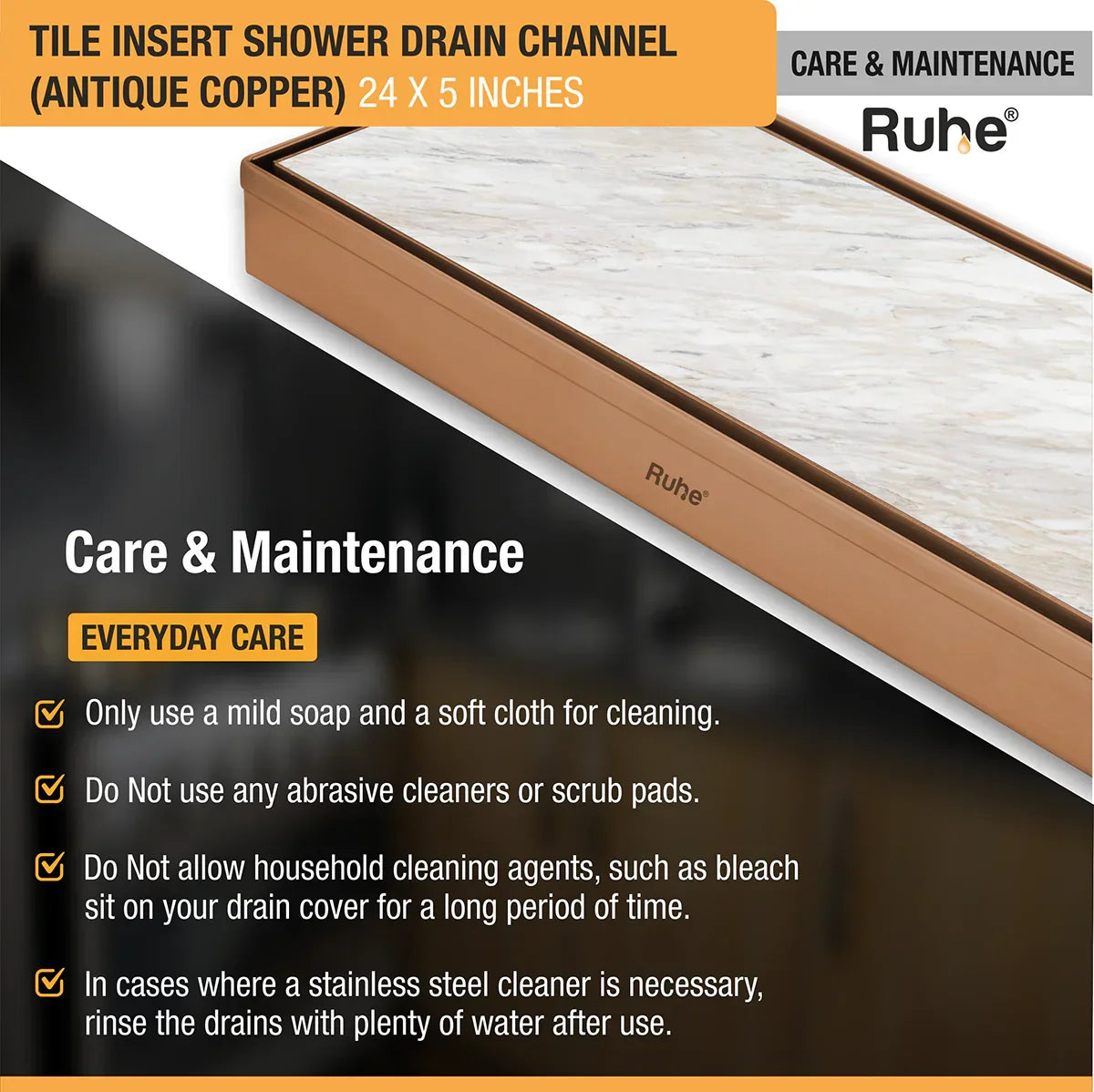 Tile-Insert Shower Drain Channel (5 Inches)