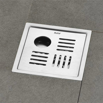Pluto Square Premium Floor Drain (5 x 5 Inches) with Hole - by Ruhe