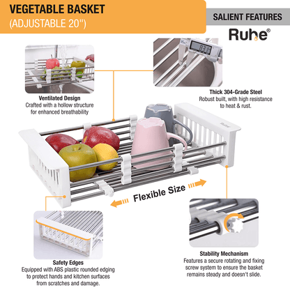 Adjustable Vegetable Basket/Strainer (20 Inches) - by Ruhe - Ruhe