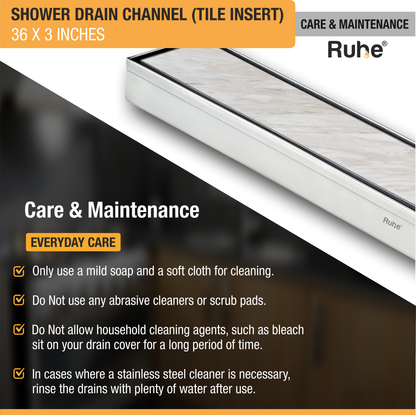 Tile-Insert Shower Drain Channel Coloured (3 Inches)