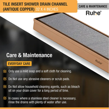 Tile-Insert Shower Drain Channel (4 Inches)