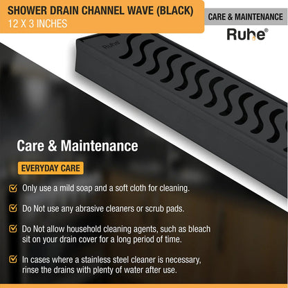 Wave Shower Drain Channel (12 x 3 Inches) Black PVD Coated care and maintenance