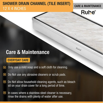 Tile-Insert Shower Drain Channel (4 Inches)