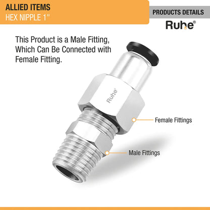 Hex Nipple (1 inches) (Pack of 2) set