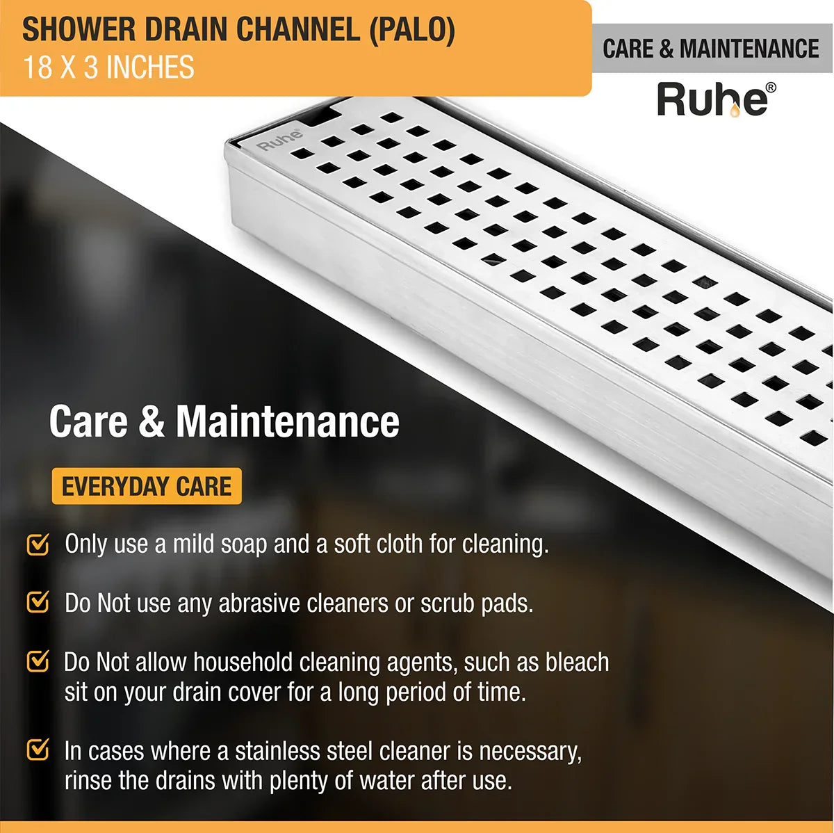 Palo Shower Drain Channel (3 Inches)