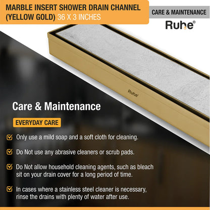 Marble-Insert Shower Drain Channel (3 Inches)