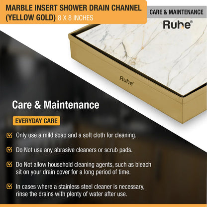 Marble-Insert Shower Drain Channel (8 x 8 Inches)