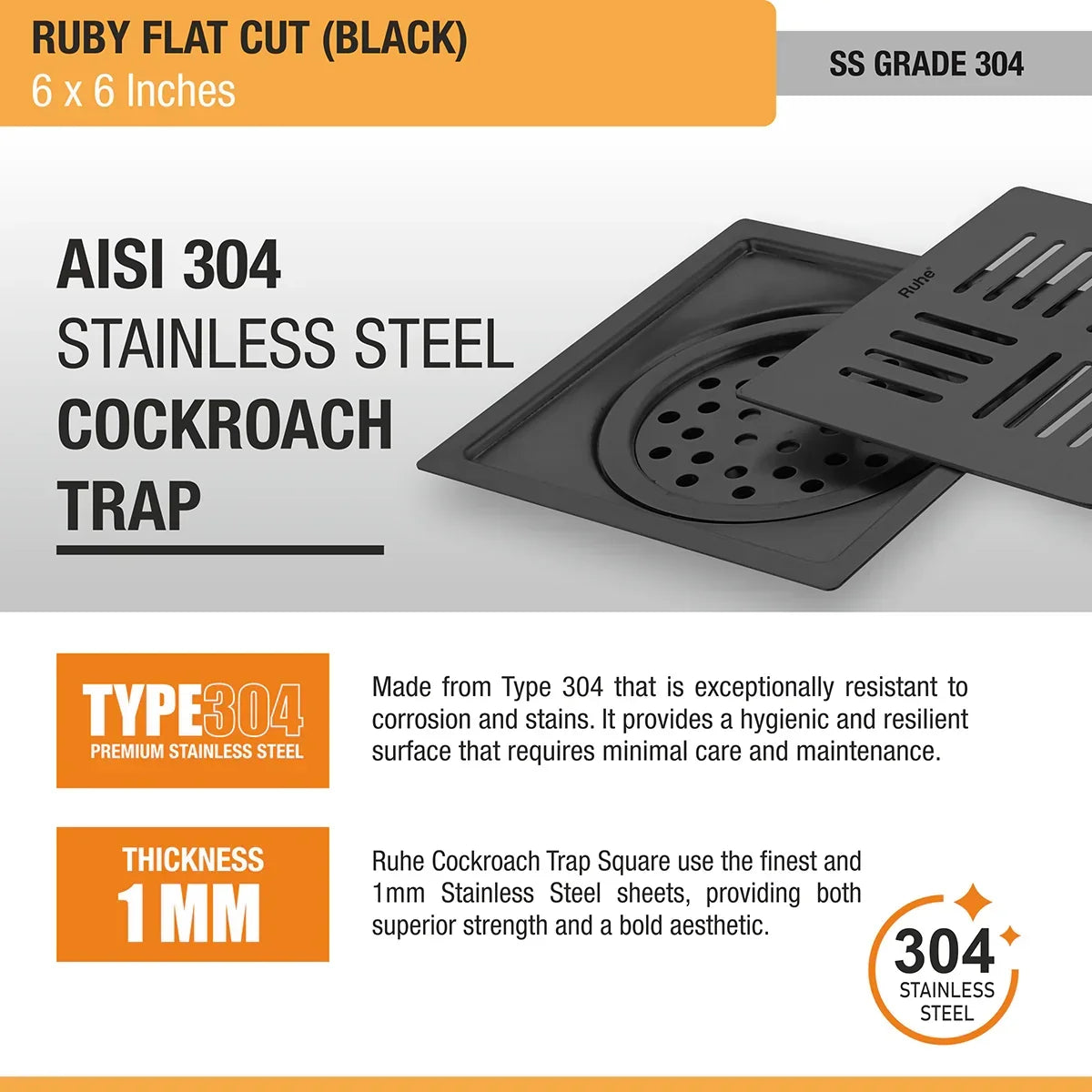 Ruby Square Flat Cut Floor Drain