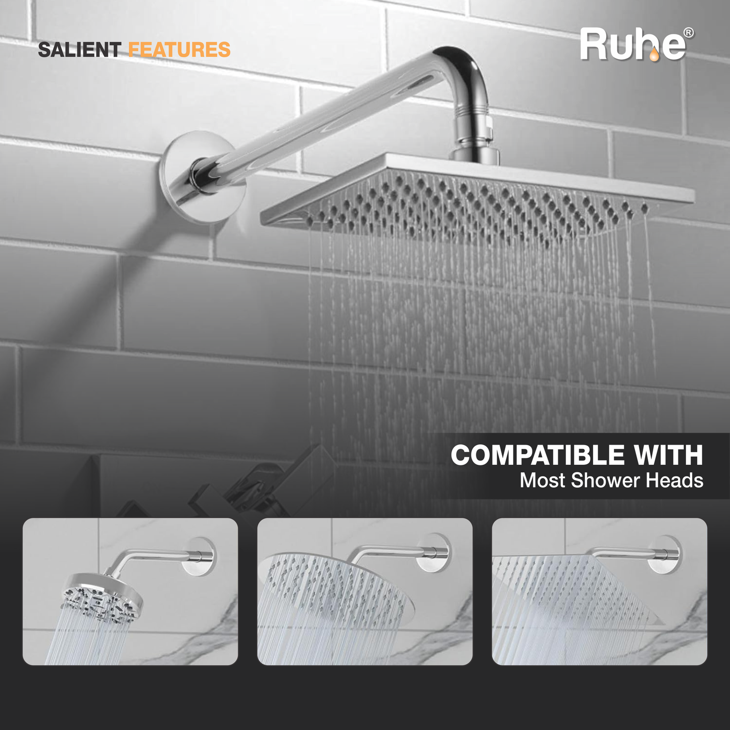 Round Full Bend Shower Arms