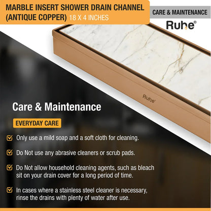 Marble-Insert Shower Drain Channel (4 Inches)