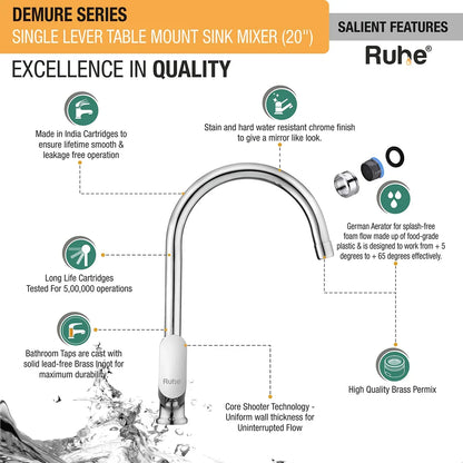 Demure Single Lever Deck-mount Kitchen Sink Mixer Tap with Swivel Spout