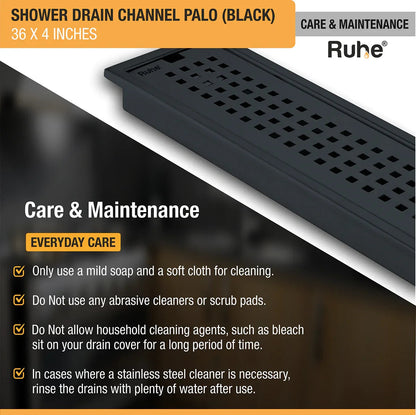 Palo Shower Drain Channel (36 x 4 Inches) Black PVD Coated care and maintenance