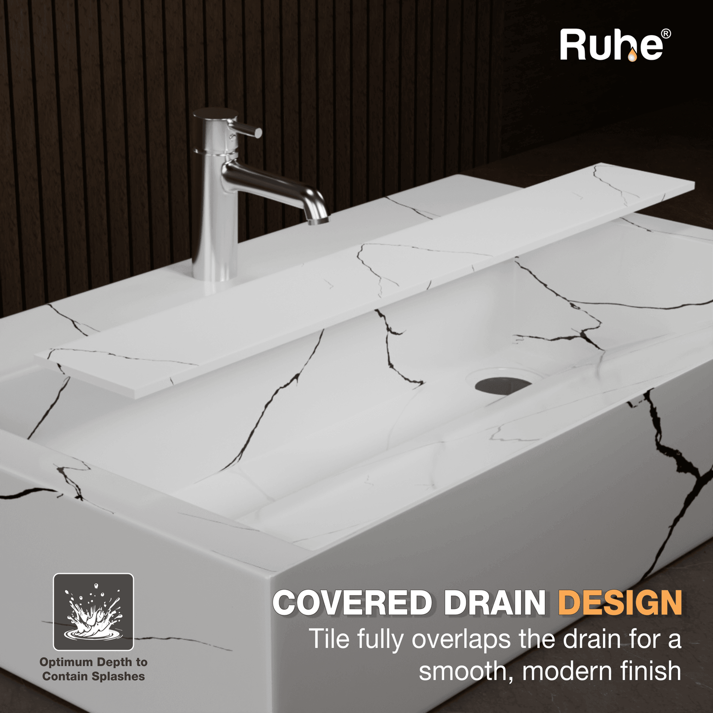 Aether Table Top Wash Basin (Covered Drain Design)